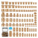 106PCS Brass Pipe Fittings Assortment Kit NPT Extension Adapter,Reducer Bushing,Hex Nipple,Close Nipple,Reducing Hex Coupling,Hex Head Plugs,Hex head Cap,Socket Plug Kit
