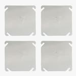 4 Packs Square Electrical Box Cover with 1/2 Inch Knockout, 4 Inch Metal Junction Box Covers, Flat Outlet Box Plate with Angled Mounting Slots for 4 inch Square Box