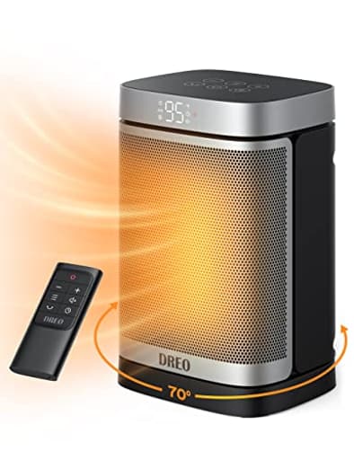 Space Heater, 1500W Portable Electric Heaters for Indoor Use, PTC Ceramic Heater for Office with Remote, Thermostat, 70°Oscillation, 12H Timer, 5 Modes, Safe Quiet Room Heater for Bedroom