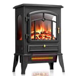 Freestanding Electric Fireplace Stove, Small Electric Fireplace Heater with Thermostat Control, 3D Realistic Flame,1000W/1500W & Overheating Protection