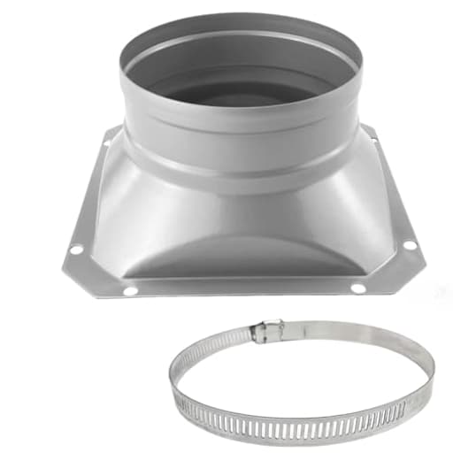 6 Inch Duct Connector Flange, Metal Straight Pipe Flange Square to Round Interface Air Duct for Heating Cooling Ventilation HVAC System,whit Adjustable Hose Clamp