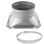 6 Inch Duct Connector Flange, Metal Straight Pipe Flange Square to Round Interface Air Duct for Heating Cooling Ventilation HVAC System,whit Adjustable Hose Clamp