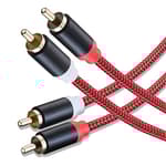 RCA Cable 3Ft,2Rca Male to 2-Rca Male Audio Stereo Subwoofer Cable [Hi-Fi Sound] Nylon-Braided Auxiliary Audio Cord for Home Theater, HDTV, Amplifiers, Hi-Fi Systems,Speakers and etc