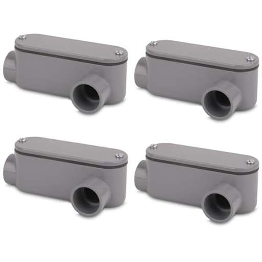 4Pack 3/4 Inch Rigid PVC Conduit Body Type LL, Slip x Slip PVC Conduit Bodies LL Type with Cover and Gasket, Gray