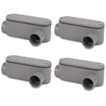 4Pack 3/4 Inch Rigid PVC Conduit Body Type LL, Slip x Slip PVC Conduit Bodies LL Type with Cover and Gasket, Gray