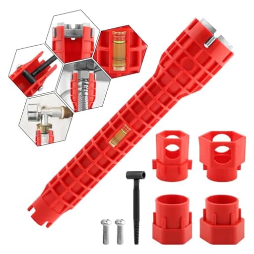 14-in-1 Multi-functional Wrench Faucet Sink Installer Tool for Toilets and Kitchens - Red Plumbers Wrench