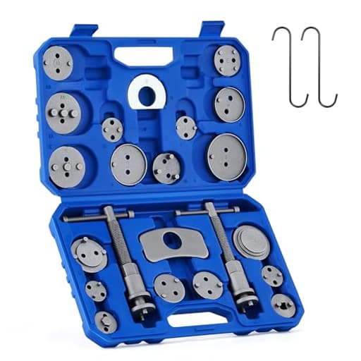 24pc Brake Caliper Compression Tool Set, Heavy Duty Brake Piston Compressor Tool and Wind Back Tool Kit for Brake Pad Replacement, Universal Disc Brake Caliper Tool Set with Blue Case