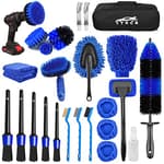 26Pcs Car Detailing Brush Set, Car Detailing Kit, Car Detailing Brushes, Car Cleaning Kit, Car Windshield Cleaning Tool, Professional Car Care kit - Car Wash Brush kit for Interior Exterior Wheels