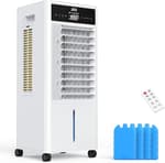 Portable Air Conditioner, Portable Evaporative Air Cooler with Remote, 12H Timer, 4 Ice Pack, 2.4Gal Tank, 4 Mode&3 Speed, Mist Function, Swamp Cooler Cooling Fan for Bedroom Home Office Garage