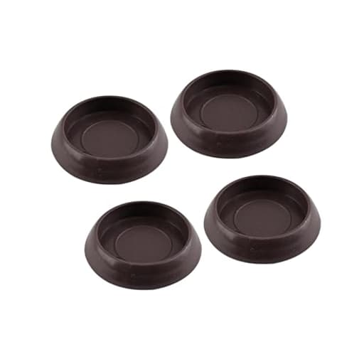 1-1/4 Inch Round Furniture Caster Cups Vinyl for Carpet or Durable Hard Floor Surfaces, 4 Pack, Brown
