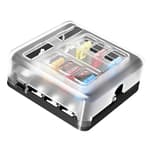 6-Circuit LED Blade Fuse Block Box, 6Way Distribution Block with Blown Fuse Indicator, Negative Bus Fuse Box for Car Marine RV Truck DC 12-24V