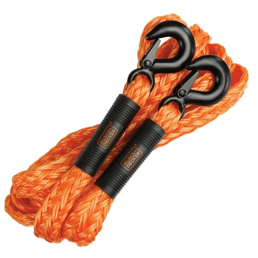 Black/Orange 14' Tow Rope with Easy Grip Handles and Steel Forged G-Clip Hooks