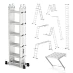 18.5FT Folding Ladder Multi-Purpose Aluminium Extension 7 in 1 Step Heavy Duty Combination EN 131 Standard