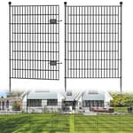 8 Panels No Dig Decorative Outdoor Garden Fence with Gate for Yard, 48 in(H) X 21 ft(L) Animal Barrier Fencing Rustproof Metal Wire Panel Border for Dog, Rabbits, and Patio Temporary Ground Stakes