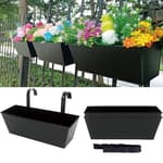 3 Pcs Large Hanging Flower Pots for Railing Or Fence 16 Inch Railing Planter Box for Any Balcony, Porch or Deck Countryside Style Window Planter Boxes Are Perfect to Herbs & Flowers for Garden