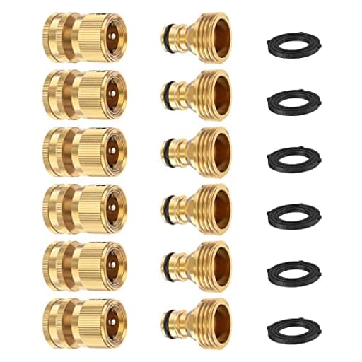 Garden Hose Quick Connector, Solid Brass 3/4 Inch Thread Fitting No-Leak Water Hose Female and Male Easy Connect