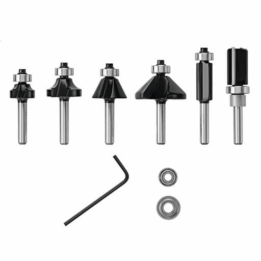 6 pc Carbide-Tipped Trim and Edging Router Bit Set