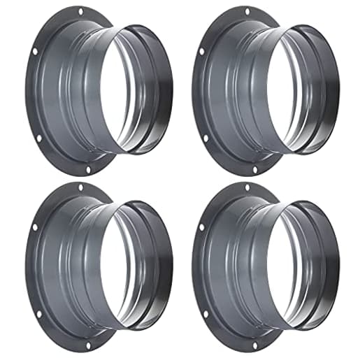 4 PCS 4 Inch Duct Connector Flange Inlet Fitting Metal Straight Pipe Flange Ventilation Pipe Connector for Heating Cooling Ventilation HVAC System（Silvery Gray）