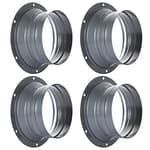 4 PCS 4 Inch Duct Connector Flange Inlet Fitting Metal Straight Pipe Flange Ventilation Pipe Connector for Heating Cooling Ventilation HVAC System（Silvery Gray）