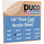 Duco USA-Made Clear Cast Acrylic Sheet 1/4 Inch Thick 12" x 12" - 1 Pack of Transparent Plexiglass Sheet - Lightweight Acrylic Board for Window Replacements, Displays, Signs, and More