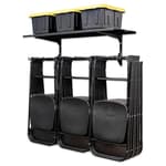 Chair Storage Rack with Storage Shelf – Folding Chair Rack for Home & Garage Organization, Chair Hangers for Folding, Beach, Patio & Camping Chairs, Heavy Duty Steel, Holds 300 lbs