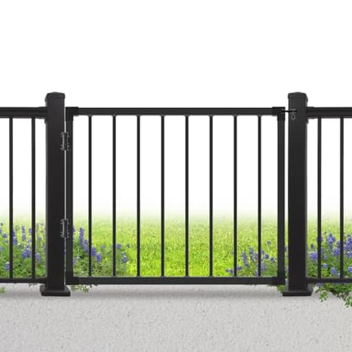 Deck Fence Gate Outdoor, 32''H Gate for 36''H Deck, Black Heavy Duty Steel Anti-Rust Door with Customizable Width (Up to 48"), Metal Gate for Residential, Yard, Patio