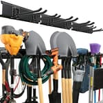 Garage Tool Organizer Wall Mount - 48 inches - Sturdy Storage Rack with Adjustable Hooks, Anti-Rust - Easy Installation, 300lbs Capacity - Garden Tool Organizer