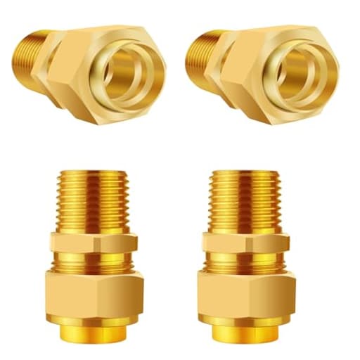 4 Pack 1/2'' CSST Male NPT Pipe Fitting Kit Brass Natural Gas Quick Connect Adapter Grill Propane Conversion Connector