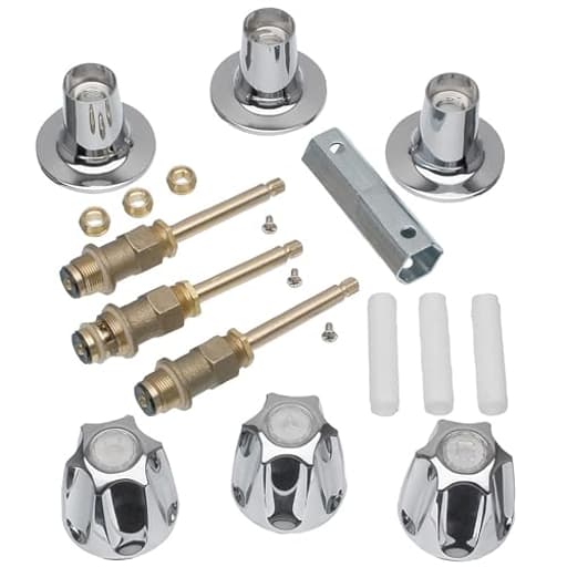 (39619) Bathtub and Shower 3-Handle Remodel/Rebuild Trim Kit for Price Pfister Verve Faucets, Includes 12H-2H, 12H-2C, 12H-18D Stems, Knob Handles in Chrome, Pack of 1