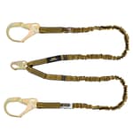 6 Ft. Lanyard, Twin, Internal Absorber Lanyard with Steel Snap Hook on D-Ring End and Steel Rebar Hooks on Anchor End