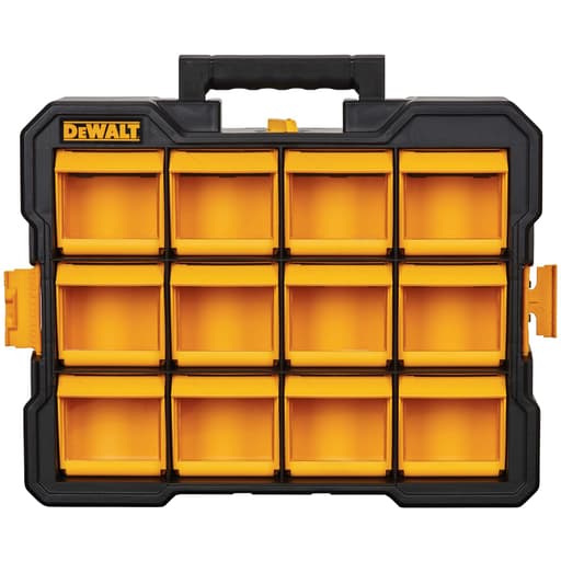 Plastic 12-Compartment Small Parts Organizer Flip Bin
