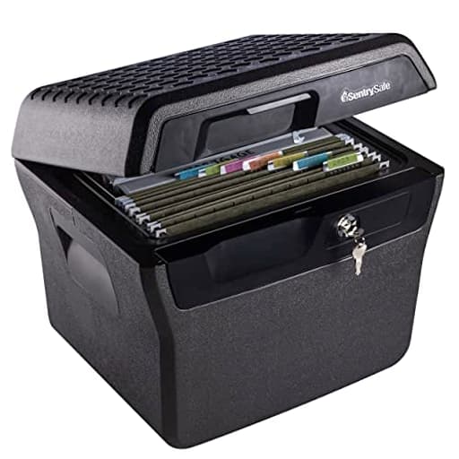 Fireproof and Waterproof Lock Box with Key Lock, File Safe with Carrying Handles for Documents, 0.66 Cubic Feet, 14.1 x 16.6 x 13.8 Inches, FHW40100