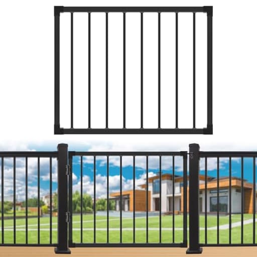 Deck Gate Outoor, 36''Hx48''W Black Heavy Duty Steel Anti-Rust Fence Door with Customizable Width, Easy Installation Metal Gate for Residential, Yard, Patio