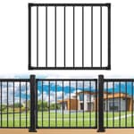 Deck Gate Outoor, 36''Hx48''W Black Heavy Duty Steel Anti-Rust Fence Door with Customizable Width, Easy Installation Metal Gate for Residential, Yard, Patio