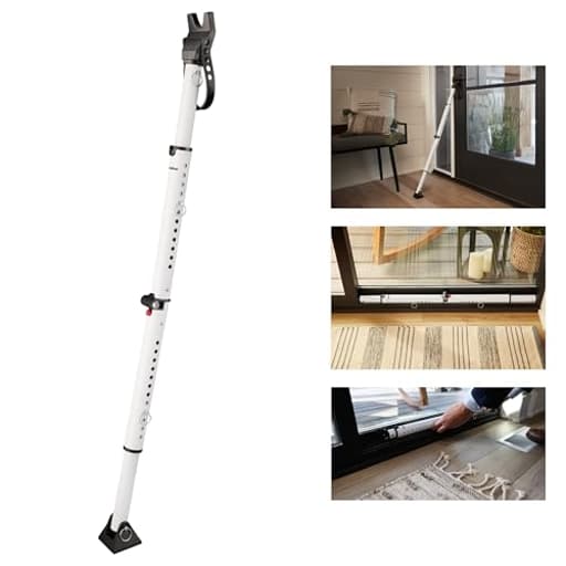 Sliding Door Stopper and Door Security Bar, Adjustable for Hinged and Sliding Doors, Compact Enough to Travel for Hotel Security, White, 270EC