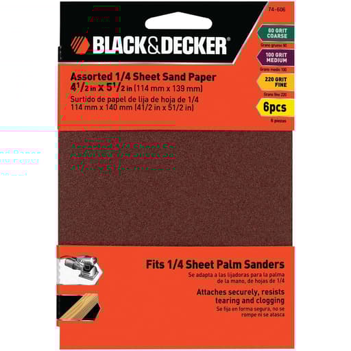 Sandpaper Assortment, 1/4-Inch Sheet, 6-Pack