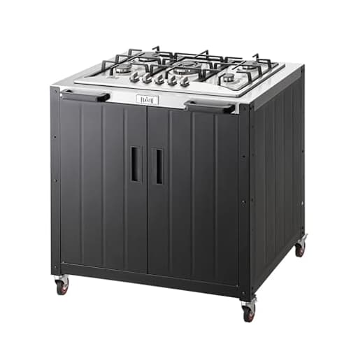 Gas Grill, Movable Outdoor Gas Stove Stainless Steel Top with Cabinet, 5 Burners with 36,200 BTUs, Outdoor Propane Grill for Outdoor Cooking, Ideal for Lawn & Garden, L35.4” x W24”