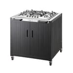 Gas Grill, Movable Outdoor Gas Stove Stainless Steel Top with Cabinet, 5 Burners with 36,200 BTUs, Outdoor Propane Grill for Outdoor Cooking, Ideal for Lawn & Garden, L35.4” x W24”