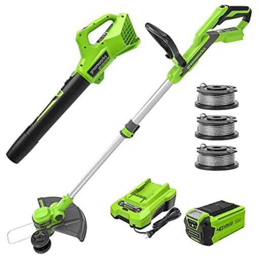 40V 13-Inch Cordless String Trimmer/Edger and Leaf Blower Combo Kit + 3 Bonus Spools, 2.0Ah Battery and Charger Included
