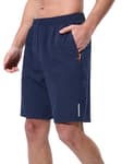Mens Athletic Shorts Running Shorts Quick Dry Workout Shorts 7"/ 9" Lightweight Gym Basketball Shorts Zipper Pockets Navy Blue XL