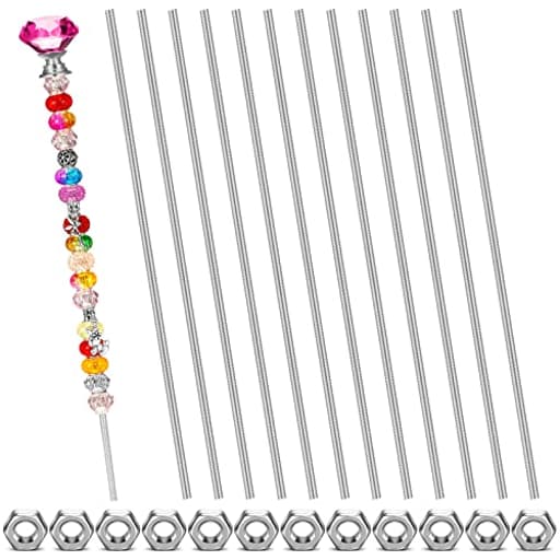 8/32 Inch 4mm Threaded Rod with Hex Nuts 4mm Stainless Steel Threads Studs Rods Stainless Steel Fully Threaded Hex Nuts for Beaded Garden Stake Rods