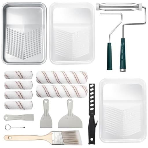 Paint Roller Kit, 18 Pack Paint Roller Set, 4"9" Paint Rollers for Painting Walls, Paint Tray with Liners, Angled Paint Brush, Professional Painting Kit for Home Improvement