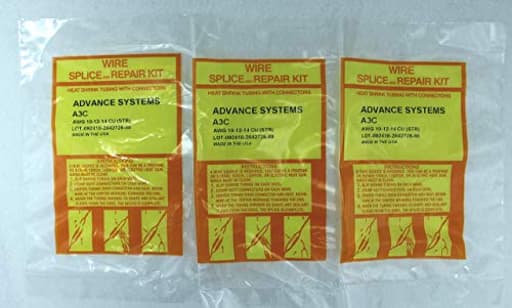 3 x A3C Submersible Pump Wire Splice Kit Repair and Installation. #10#12#14 AWG, 3 Wires Easy and Reliable. Crimp It - Shrink It and Forget it! - Pack of 3 Kits