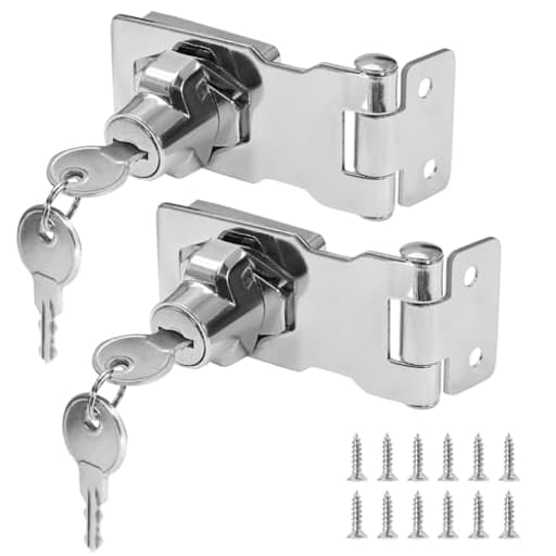 2Pcs Keyed Hasp Locks 2.5 Inch Twist Knob Keyed Locking Hasp, Metal Safety Hasp Latches Keyed Different for Small Doors, Cabinets