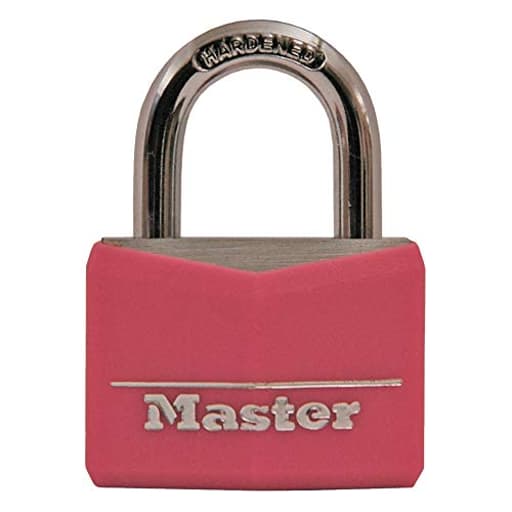 Pink Covered Aluminum Keyed Padlock with Steel Shackle, Lock for Gym or School Locker with 1-9/16 Inch Lock Body, 146D