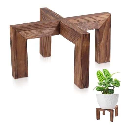 Plant Stand, Indoor/Outdoor Wood Plant Holder, Single Flower Pot Stand, Sturdy Planter Stand, Fit 5-15 Inch Pots