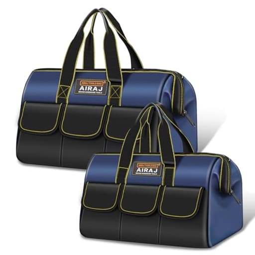 Tool Bag 2-Pack Set | AIRAJ 18" & 16" Portable Tool Storage Bag | Wide Mouth Tool Bags for Men and Women | Small Tool Tote | Tool Organizer for Home Repairs,Garage Storage,Professional Work | Tool Box