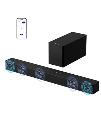 5.1CH Surround Sound Bar with Subwoofer, Dolby Atmos, VoiceMX, BassMX, APP, 300W Soundbar for Smart TV, Home Theater Surround Sound System for TV, BT 5.4, Poseidon M60