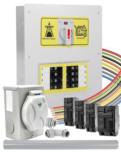 50 Amp Generator Transfer Switch Kit with Automatic Power Change Mode, NEMA 3R 50 Amp Transfer Switch with Multiple 50A, 30A, 20A, 15A Circuit Breakers, 10-16 Circuit, with SS2-50P Power Inlet Box