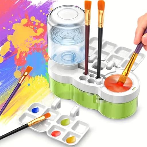 2025 Upgraded Paint Brush Cleaner Tool – All-in-One Paint Brush Washer, Rinse Cup, Holder, and Palette for Artists Beginners | Ideal Art Supplies for Watercolor & Acrylic Painting